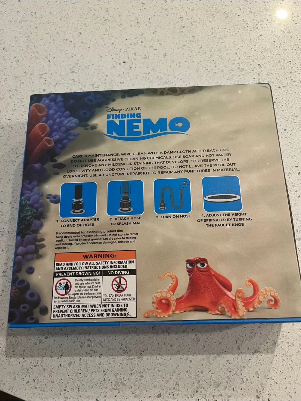 Disney Finding Nemo Blue and Orange Sprinkler Splash Mat for dogs